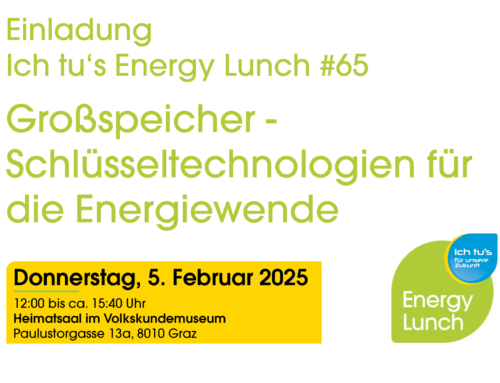 Ich tu’s Energy Lunch#65: Großspeicher – Schlüsseltechnologie für die Energiewende