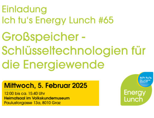 Ich tu’s Energy Lunch#65: Großspeicher – Schlüsseltechnologie für die Energiewende